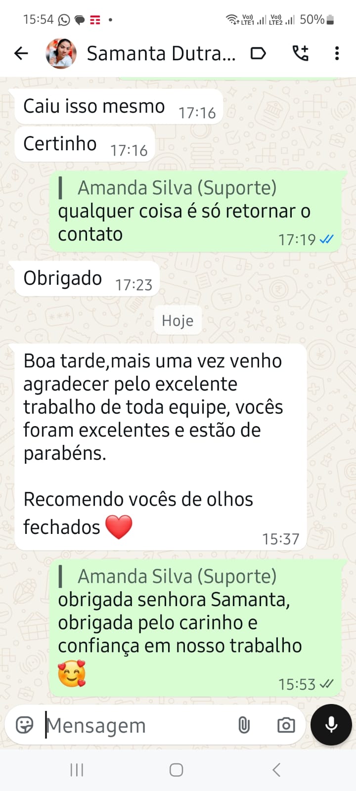 Depoimento cliente Samanta